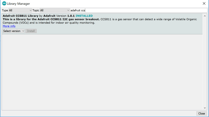 Arduino Adafruit CCS811 Library