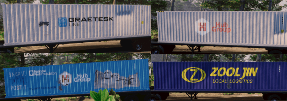 Examples of damaged storage containers detected using Pytorch model - Synthetic images