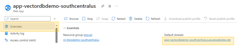 Azure Web App - Default Domain