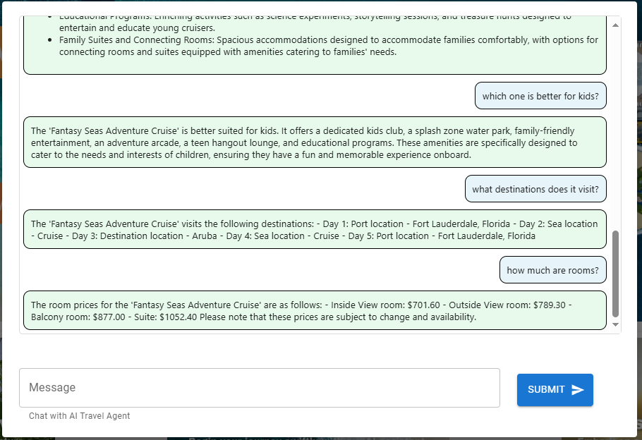 AI Travel Agent LangChain Agent Itinerary Lookup