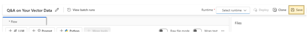 Azure Prompt Flow - Save button
