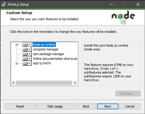 Node.js Setup Windows MSI