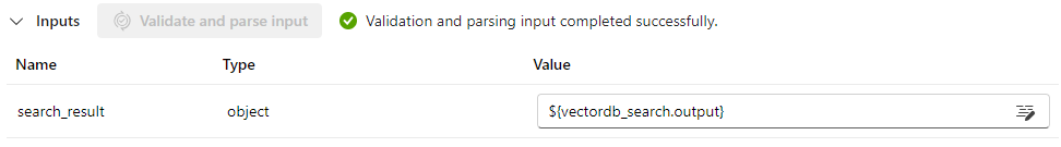 Azure Prompt Flow - Vector Database Search outputs